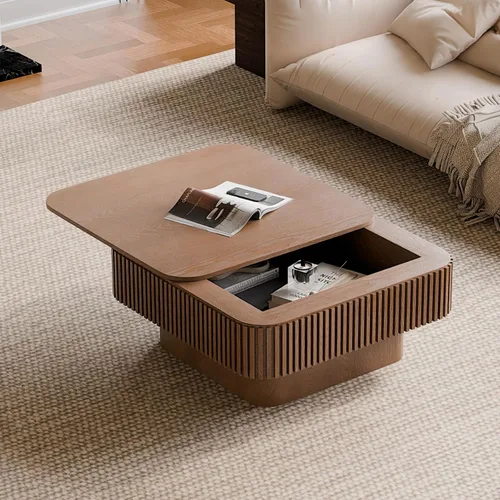 Vista 22 de Mesa de Centro con Tapa Elevable Mesas de Centro Cuadradas para Muebles de Sala de Estar Acanalada Pequeña con Gran Centro de Almacenamiento Oculto