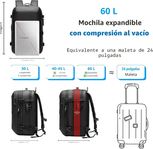 Vista 5 de Viaje de la mochila del vacío de 60L, cerradura TSA, puerto