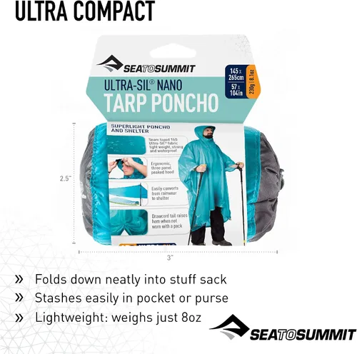 Vista 7 de Sea to Summit Ultra-SIL Nano Canvas Poncho 4 en 1 impermeable, cubierta del paquete, hoja de tierra y refugio