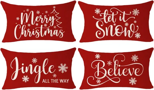 Vista 6 de ITFRO Juego de 2 fundas de almohada de algodón y lino, decoración de Navidad, decoración de pinos, árboles de pino, plantas del bosque, funda