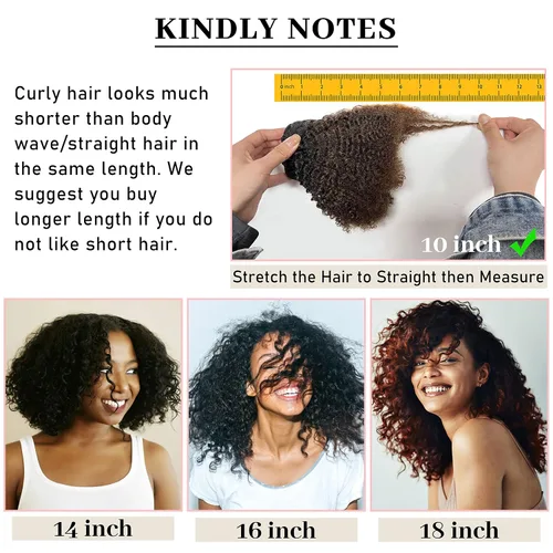 Vista 6 de Anrosa Kinkys - Extensiones de cabello humano rizado con clip, 3C 4A, extensiones de cabello natural afro rizado con clip, extensiones de cabello