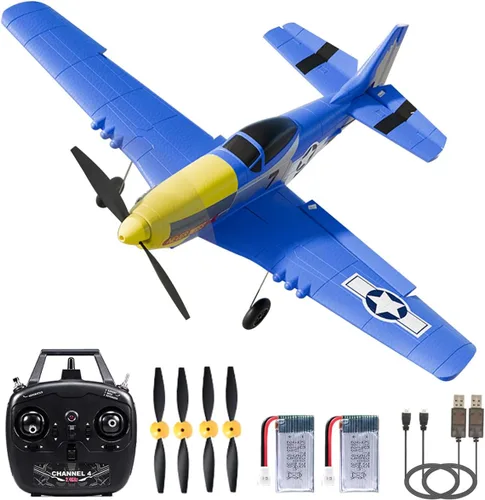 Vista 14 de ANTSIR Avión RC P51 para adultos y niños, avión de control remoto de 4 canales con Aileron/timón/elevador/giroscopio, planeador de caza Mustang