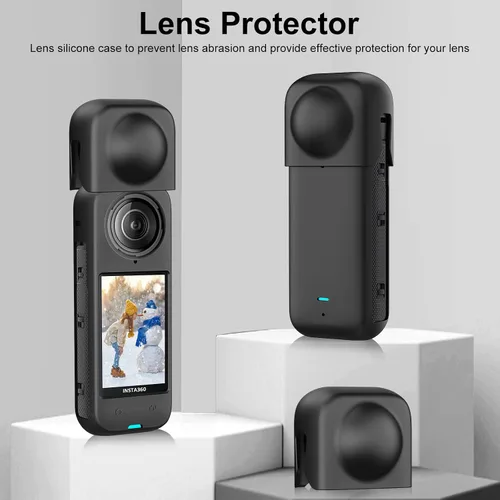 Vista 3 de PULUZ Funda protectora de silicona para Insta360 X4 con tapa de lente, cubierta protectora suave para la cámara y protector de lente estándar