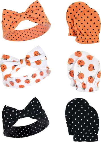 Vista 64 de Hudson Baby Conjunto de diadema de algodón y manoplas para rascar para bebé