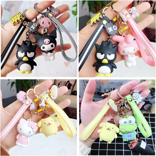 Vista 4 de HENGNICE Encantador llavero de anime accesorios lindos Kawaii regalos creativos adorable llavero llavero llavero monedero bolso coche encantos
