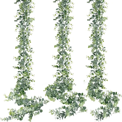Vista 8 de Sggvecsy - Paquete de 2 guirnaldas artificiales de eucalipto, follaje artificial de eucalipto, plantas colgantes falsas, vides artificiales, 1,83