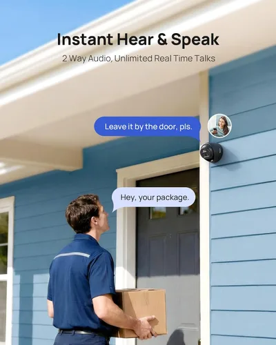 Vista 3 de ANNKE Paquete de 2 cámaras de seguridad PoE de 5MP con micrófono/audio, cámaras IP para exteriores con lente gran angular de 0.110 in, visión