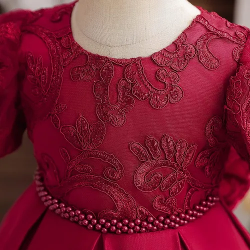Vista 3 de NNJXD - Vestido de princesa de tul con flores, para usar en bodas, para niñas pequeñas y bebés