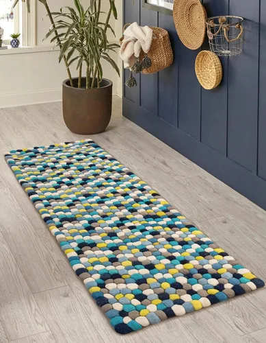 Vista 19 de Unique Loom Felt Ball Collection - Alfombra de área (2 pies, redonda, rosa y púrpura/marfil)