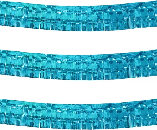 Vista 15 de Guirnalda gruesa de flecos de papel de aluminio negro de 10 pies por 15 pulgadas, paquete de 3, pancarta de oropel metálica brillante