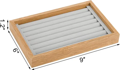Vista 2 de Elsjoy Paquete de 2 bandejas organizadoras de anillos 9 x 6 pulgadas caja organizadora de anillos bandeja de almacenamiento de anillos bandeja
