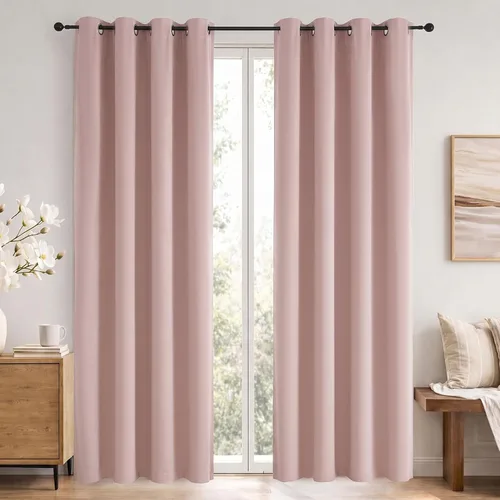 Vista 46 de Simplebrand Cortinas blancas puras de 96 pulgadas de largo para oscurecer la habitación, juego de 2 paneles para dormitorio/sala de estar, bloqueo