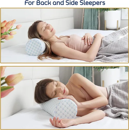 Vista 4 de Nestl Almohada Enrollable para el Cuello para Alivio del Dolor - Espuma Viscoelástica Premium – Almohada de Apoyo para Dormir con una Funda