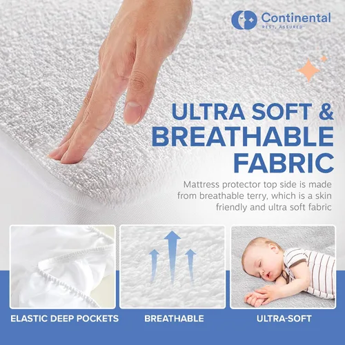 Vista 4 de Continental Bedding Protector de colchón de tela de rizo cómodo y protección impermeable