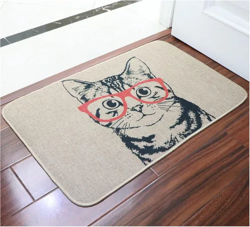 Vista 7 de Tapetes de bienvenida para puerta delantera, felpudos de gato, divertidos felpudos de animales, tapete de entrada de goma antideslizante