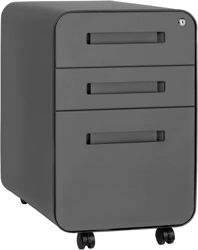 Vista 13 de Laura Davidson Furniture Stockpile Archivador de 3 Cajones con Cerradura - Archivador de Metal Bajo Escritorio de Oficina, Carpetas de Archivo