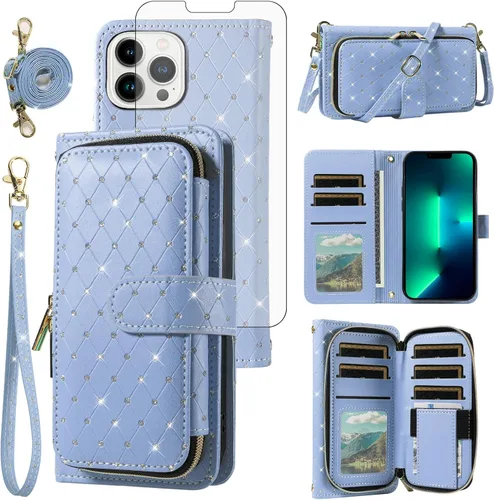Vista 40 de Funda para teléfono iPhone 6 6S con cremallera y protector de pantalla con protector de pantalla, correa de cordón cruzado, ranura para iPhone 6 Six