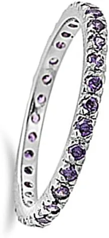 Vista 2 de Anillo de eternidad de plata de ley con diseño de Eternity