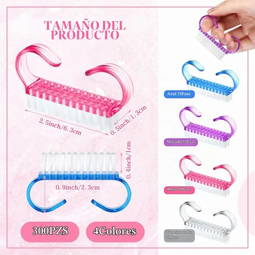 Vista 2 de Tanlade 300 piezas mango agarre cepillo de uñas a granel para limpiar uñas