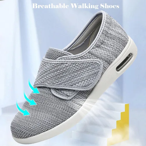 Vista 2 de bumuam Zapatos sin cordones para mujer con soporte de arco, zapatos de edema diabético con cierre ajustable, ligeros para pies diabéticos hinchados