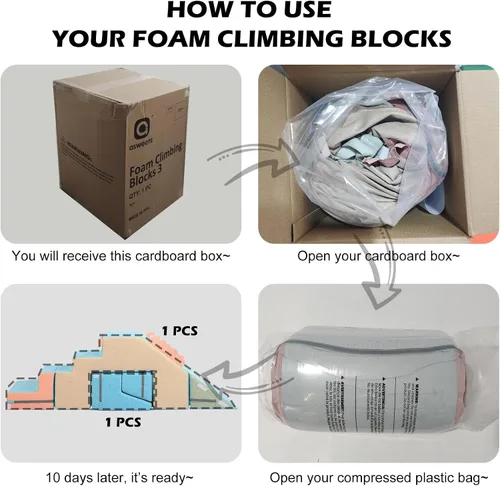 Vista 2 de Asweets 4 en 1 bloques de espuma para escalar para niños pequeños, juguetes de escalada y gateo suaves para interiores para la creatividad e