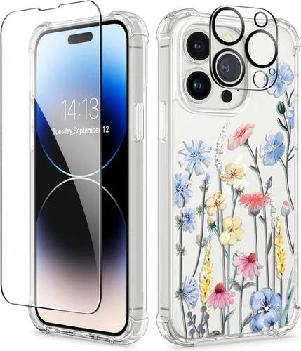 Vista 122 de GVIEWIN - Funda para iPhone 11 con protector de pantalla + protector de lente de cámara, cubierta protectora transparente suave de poliuretano