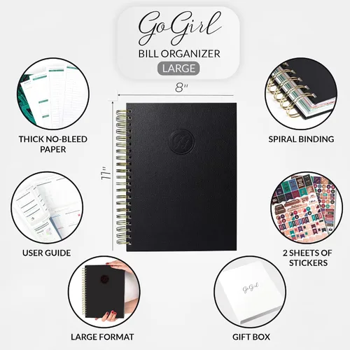 Vista 2 de GoGirl Planificador de presupuesto y organizador mensual de facturas, libro financiero mensual con bolsillos. Cuaderno de seguimiento de gastos