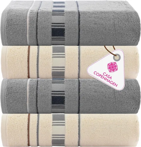 Vista 82 de CASA COPENHAGEN Exotic - Juego de 6 toallas de diseño de 100% algodón egipcio, color azul aguamarina, 550 GSM, 2 toallas de baño, 2 toallas de baño