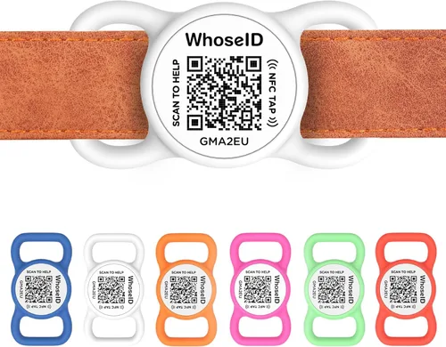 Vista 10 de Etiqueta para perro con código QR con NFC, etiqueta de identificación personalizada de mascota, etiqueta de identificación de perro de silicona