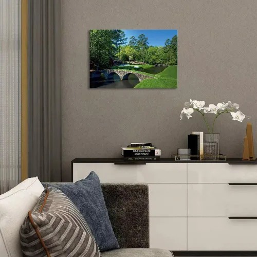 Vista 2 de chenchenArt Augusta - Arte de pared para campo de golf nacional Augusta, campo de golf de 12 hoyos, arte de pared para sala de estar, dormitorio