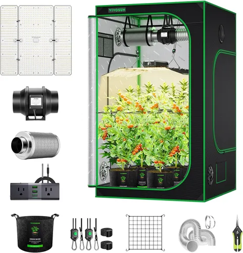 Vista 11 de VIVOSUN Kit de tienda de cultivo 2x4, sistema completo de cultivo controlado por WiFi con luz LED de espectro completo, ventilación automática