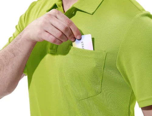 Vista 6 de Rdruko Polo para hombre, manga corta, secado rápido, para exteriores, golf, deportes, con bolsillo
