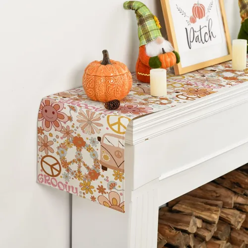 Vista 5 de Artoid Mode Camino de mesa con diseño de margaritas y flores, diseño de corona flotante para cocina, comedor, decoración para exteriores y fiestas