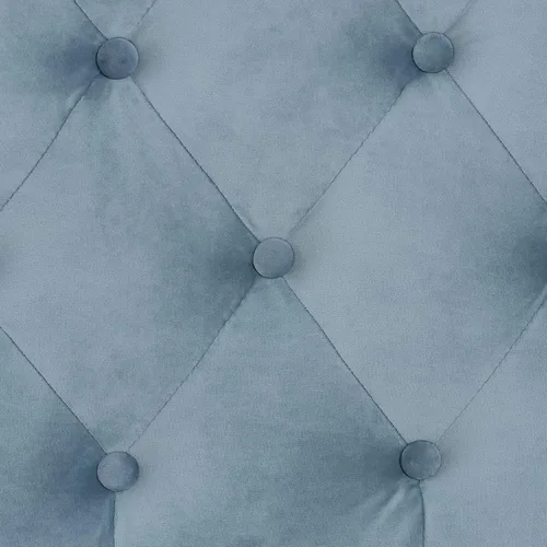 Vista 8 de Baxton Studio Benjamin - Sofá cama de tamaño matrimonial de madera con acabado marrón claro moderno y contemporáneo de terciopelo azul claro