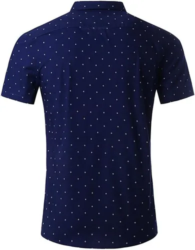 Vista 2 de Camisa casual de manga corta con estampado de lunares para hombre