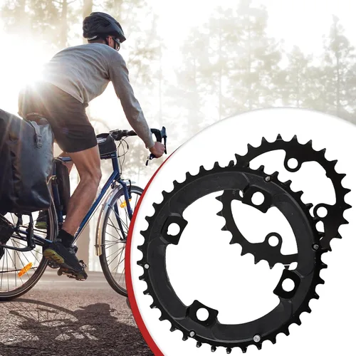 Vista 5 de BUCKLOS 64/104 BCD - Juego de platos para bicicleta con pasador, aleación CNC de acero doble/triple MTB 22T 24T 26T 32T 38T 42T 44T 4 pernos