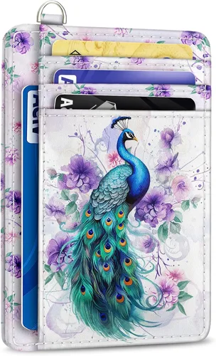 Vista 9 de Yonlevres Cartera delgada para tarjetas de crédito, cartera RFID para mujer, bolsillo frontal, soporte para tarjetas pequeñas, estuche para tarjetas