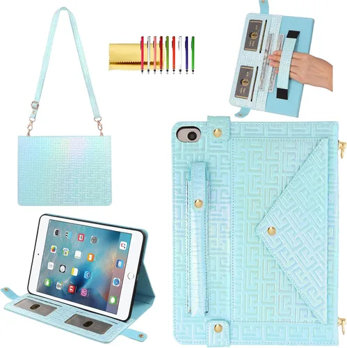 Vista 154 de Funda tipo bolso para iPad mini de 5ª/4ª/3ª/2ª/1ª generación de 7.9 pulgadas, Techcircle funda ligera tipo folio con soporte bandolera con billetera