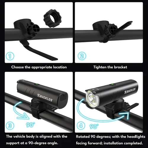 Vista 9 de BUCKLOS Luces de bicicleta súper brillantes para montar en la noche, 1500, 1200, 800, 600, 400 lúmenes, para conducción nocturna, faros delanteros