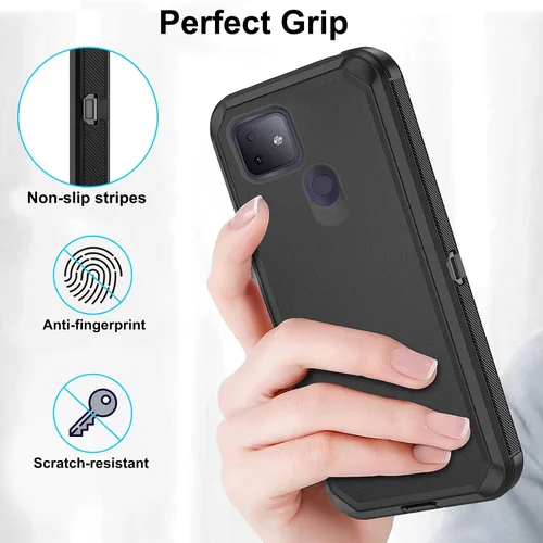 Vista 6 de Asuwish Funda para teléfono T-Mobile Revvl 4 Plus con protector de pantalla de vidrio templado y cubierta de celda híbrida a prueba de golpes, Negro