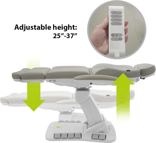 Vista 7 de SKINACT Palma - Mesa de tratamiento médico eléctrico de 4 motores y silla facial con giratorio, altura ajustable, respaldo, inclinación del asiento
