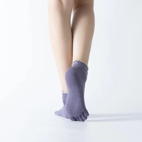 Vista 38 de Calcetines de yoga con dedos de pilates con empuñaduras para mujer, antideslizantes, acolchados, florales, calcetines tobilleros para baile de ballet