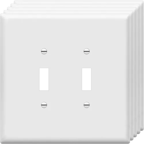 Vista 9 de ENERLITES Placa de Interruptor de Pared Doble, Placa de Interruptor de Palanca, 2-Gang Tamaño Mediano 4.88" x 4.92", Policarbonato Termoplástico