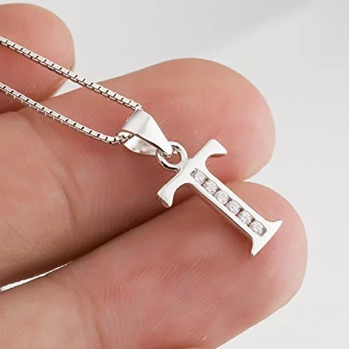 Vista 2 de Dijes personalizados para collar colgante con las 26 letras del alfabeto, circonita cúbica, plata esterlina S925.