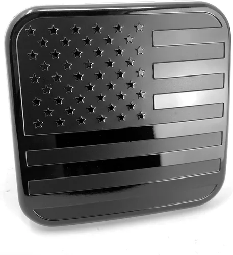 Vista 8 de Cubierta con bandera de EE. UU de metal negro que se adapta al receptor/enganche de 2 pulgadas de remolque