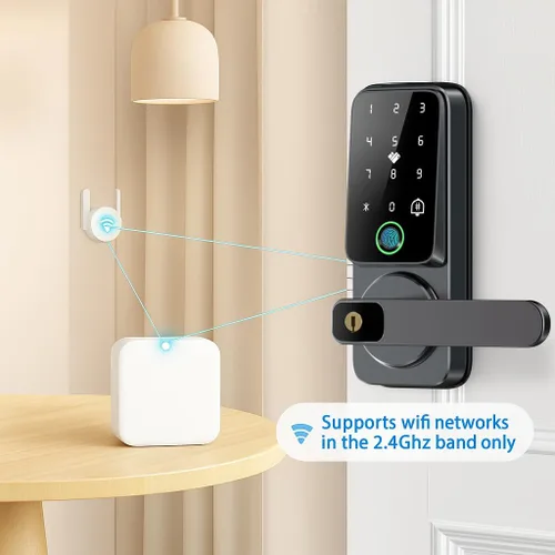 Vista 2 de Puerta de enlace Wi-Fi para cerradura de puerta inteligente - Acceso remoto y centro de control de voz compatible con la aplicación TTLock y Alexa