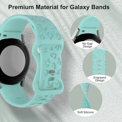 Vista 3 de Bandkids Paquete de 3 correas grabadas de leopardo compatibles con Samsung Galaxy Watch 6/Galaxy Watch 5/Galaxy Watch 4 1.575 in 1.732 in/Watch 4