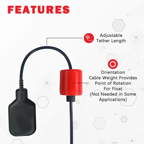 Vista 3 de Interruptor de flotador profesional sin enchufe, controlador de nivel de agua con protección IP68, sensor de líquido de ajuste automático para bomba