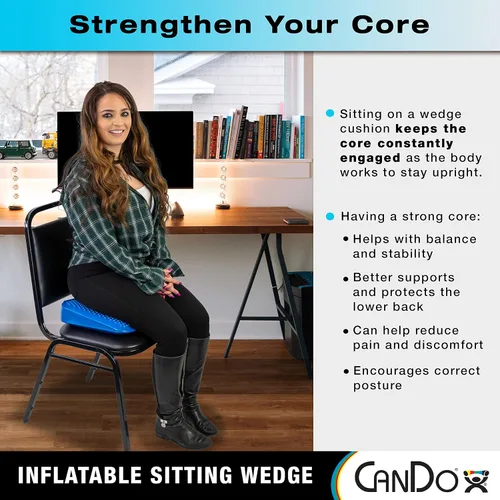 Vista 2 de CanDo Cojín Wobble de Cuña para Sentarse, Asiento Activo para Postura, Dolor de Espalda, Alivio del Estrés, Inquietud y Ansiedad - Tamaño Adulto