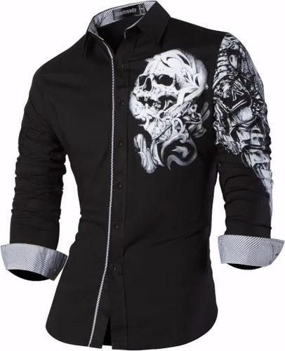 Vista 85 de JZS041, camisa de vestir de manga larga para hombre